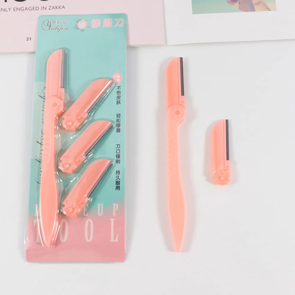 4pcs/Set Eyebrow Trimmer Eye Brow Razor Face Body Hair Removal Shaver Eyebrow Blades Scissors Women Profiler Beauty Makeup Tools