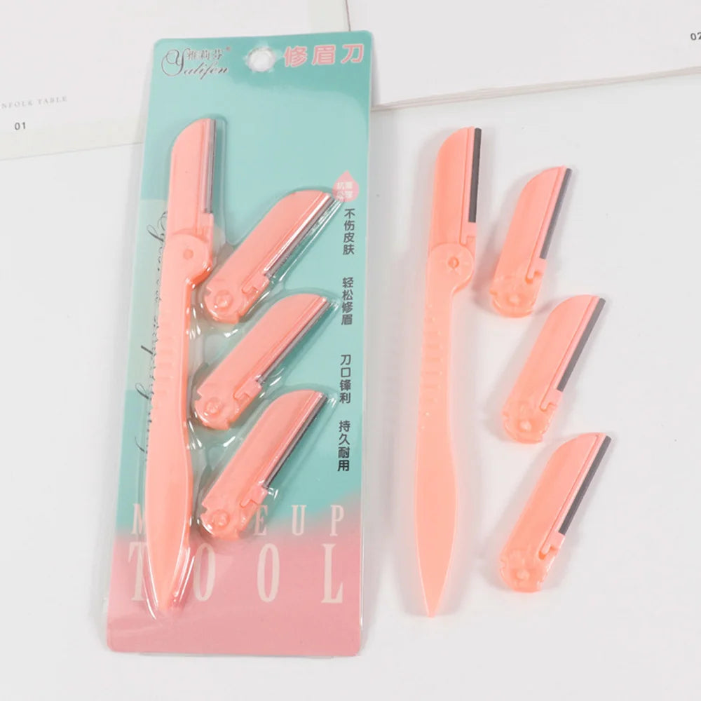4pcs/Set Eyebrow Trimmer Eye Brow Razor Face Body Hair Removal Shaver Eyebrow Blades Scissors Women Profiler Beauty Makeup Tools