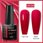 MEET ACROSS 7ml Dark Color Glitter Top Coat Gel For Nails Brocade Powder 2 In 1 Chameleon Nail Art Gel Varnish Manicure