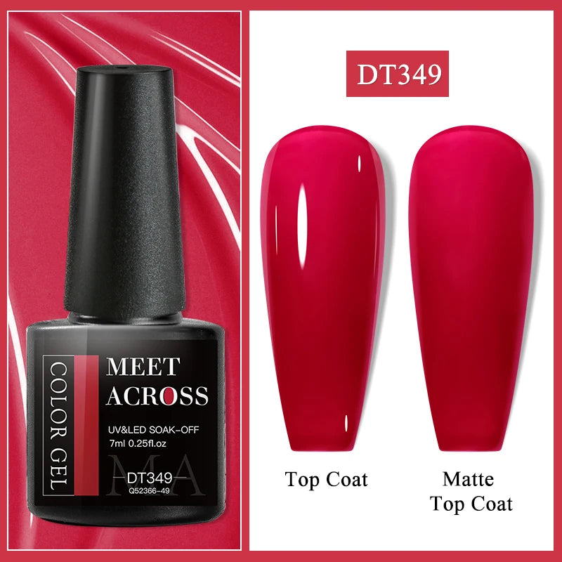 MEET ACROSS 7ml Dark Color Glitter Top Coat Gel For Nails Brocade Powder 2 In 1 Chameleon Nail Art Gel Varnish Manicure