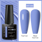 MEET ACROSS 7ml Dark Color Glitter Top Coat Gel For Nails Brocade Powder 2 In 1 Chameleon Nail Art Gel Varnish Manicure