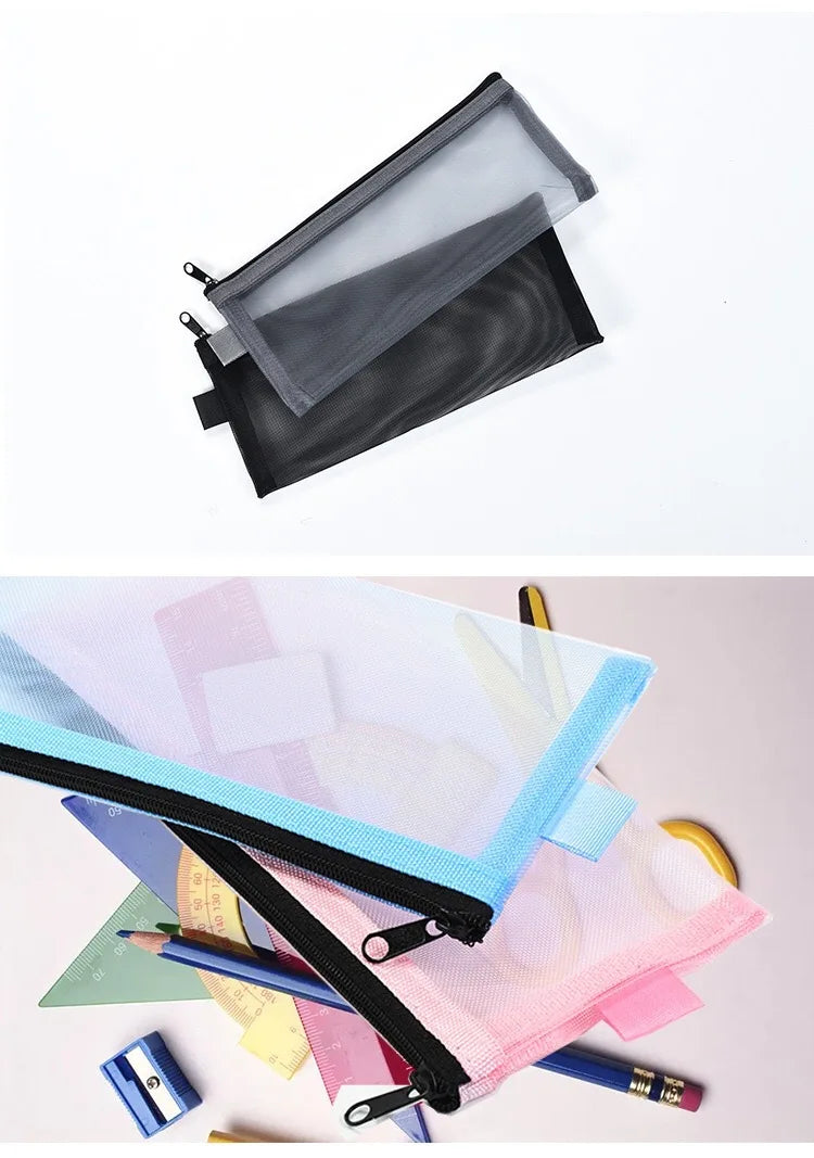 Makeup Brush Travel Case Cosmetic Toiletry Bag Organizer for Men Women Beauty Tools Zipper Mesh Pouch Wash Storage Pencil Case