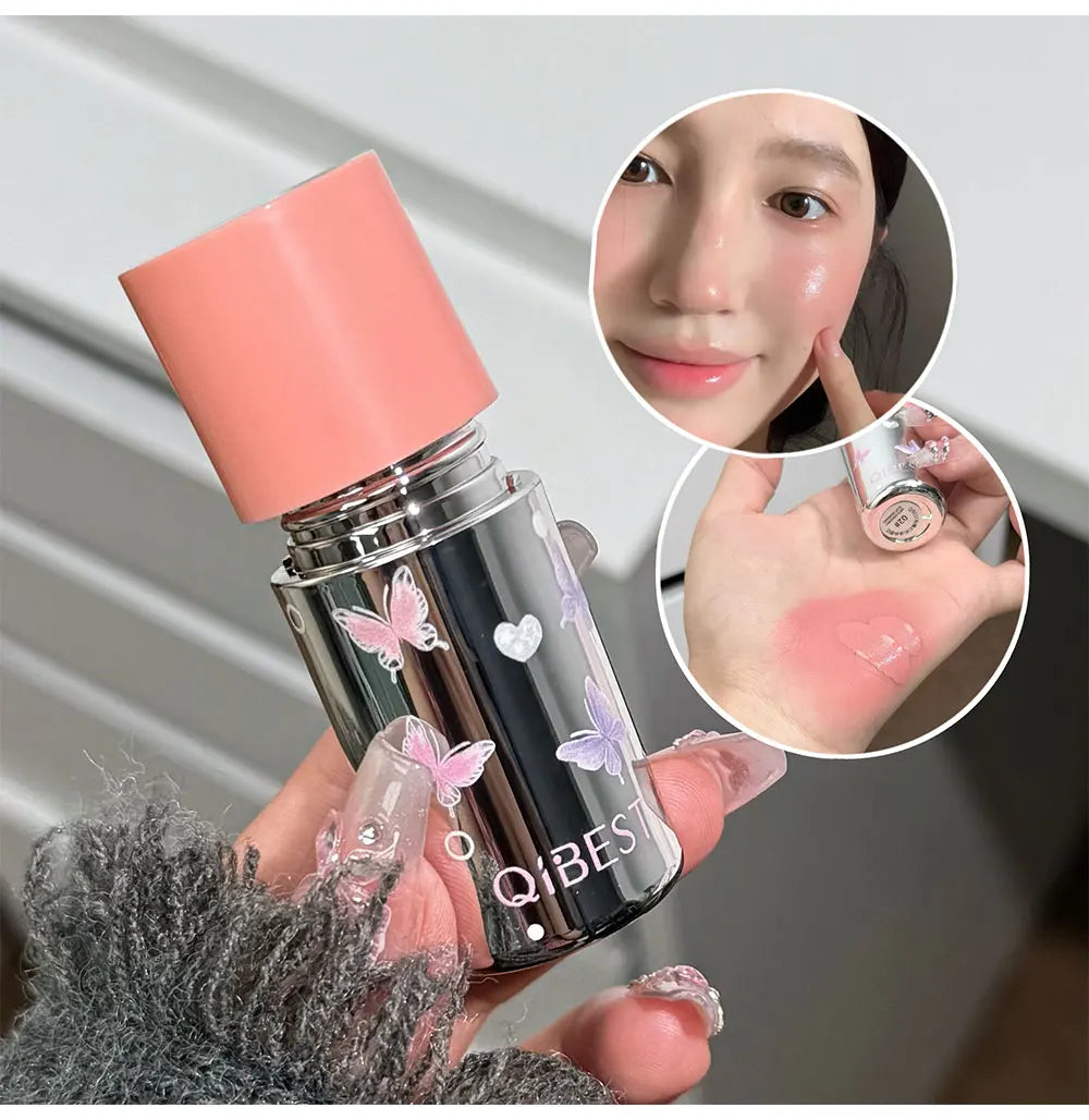 QIBEST New Velvet Matte Liquid Blusher Sponge Head Rendering Moisturizing Long-lasting Beauty Natural Cheek Face Blush Makeup
