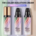 Three-color makeup base is light, moisturizing, easy to apply, and provides long-lasting makeup