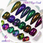 MEET ACROSS 7ml Dark Color Glitter Top Coat Gel For Nails Brocade Powder 2 In 1 Chameleon Nail Art Gel Varnish Manicure
