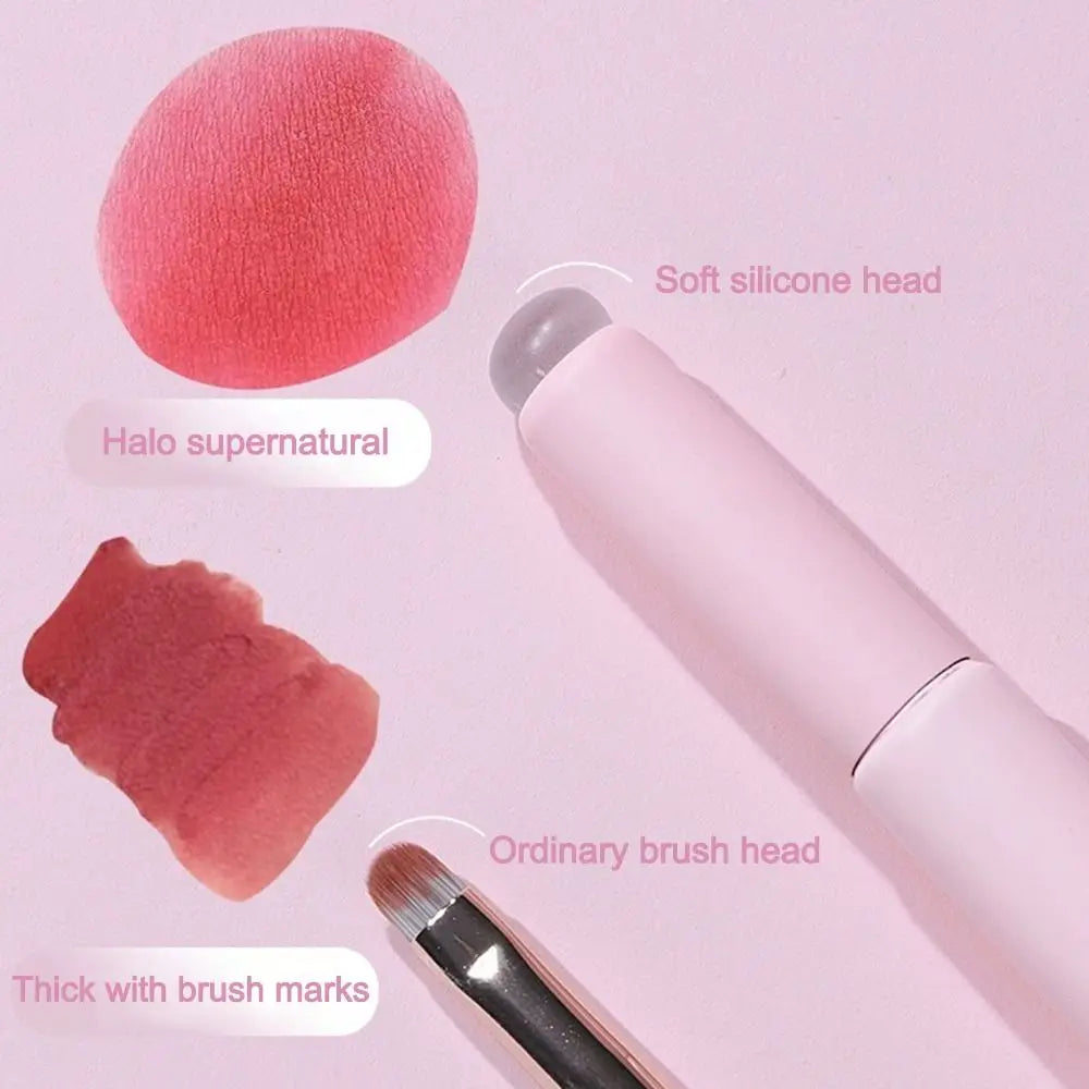 Silicone Angled Round Head Lip Brushes Lipstick Brush Applicator Reusable Multi Functional Lip Brushes Lip Gloss Makeup Brushes
