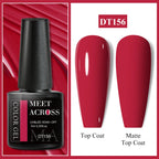 MEET ACROSS 7ml Dark Color Glitter Top Coat Gel For Nails Brocade Powder 2 In 1 Chameleon Nail Art Gel Varnish Manicure