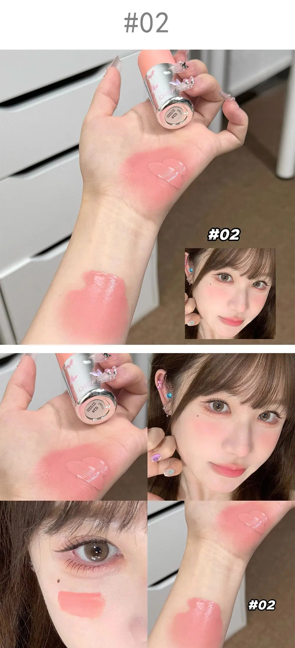 QIBEST New Velvet Matte Liquid Blusher Sponge Head Rendering Moisturizing Long-lasting Beauty Natural Cheek Face Blush Makeup