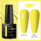 MEET ACROSS 7ml Dark Color Glitter Top Coat Gel For Nails Brocade Powder 2 In 1 Chameleon Nail Art Gel Varnish Manicure