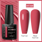 MEET ACROSS 7ml Dark Color Glitter Top Coat Gel For Nails Brocade Powder 2 In 1 Chameleon Nail Art Gel Varnish Manicure