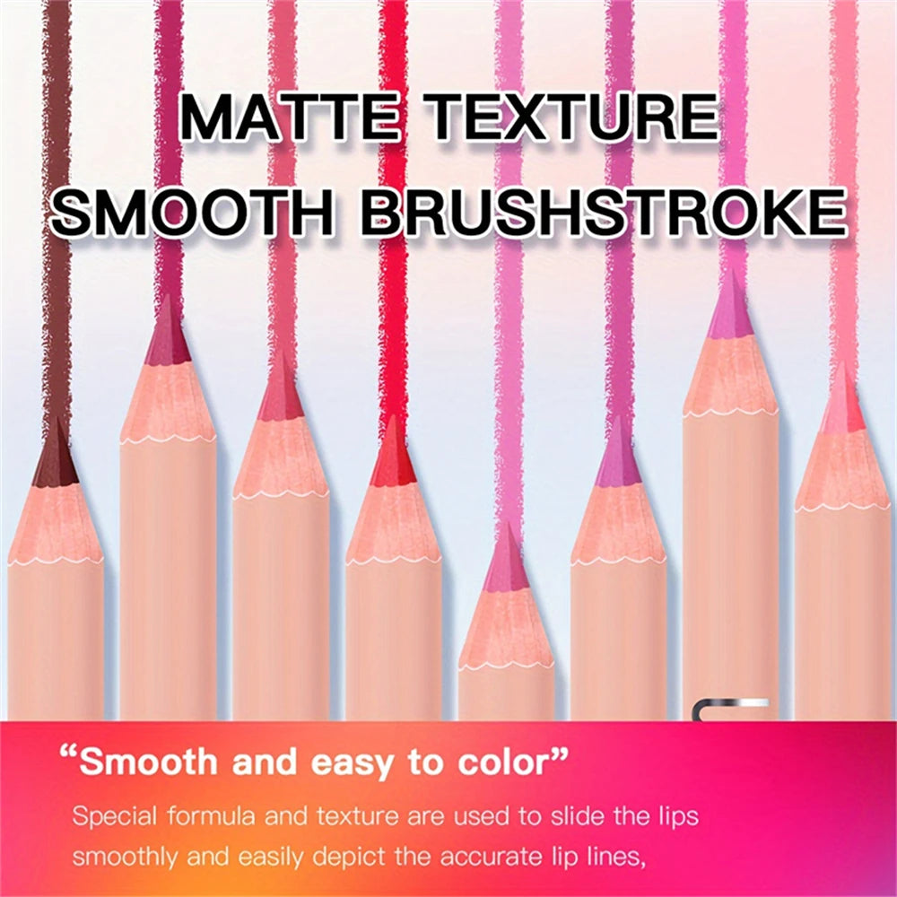 USHAS Matte Lip Liner Pencil Nude Lasting Smooth Application for Perfect Outline & Filling High Pigment Lipstick Contour Makeup