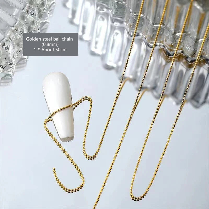 100cm Metal Chains Nail Charm Rhinestone 3D Nail Art Decorations French Nail DIY Accessories Manicure Tools