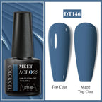 MEET ACROSS 7ml Dark Color Glitter Top Coat Gel For Nails Brocade Powder 2 In 1 Chameleon Nail Art Gel Varnish Manicure