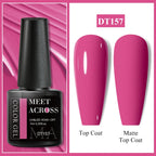 MEET ACROSS 7ml Dark Color Glitter Top Coat Gel For Nails Brocade Powder 2 In 1 Chameleon Nail Art Gel Varnish Manicure