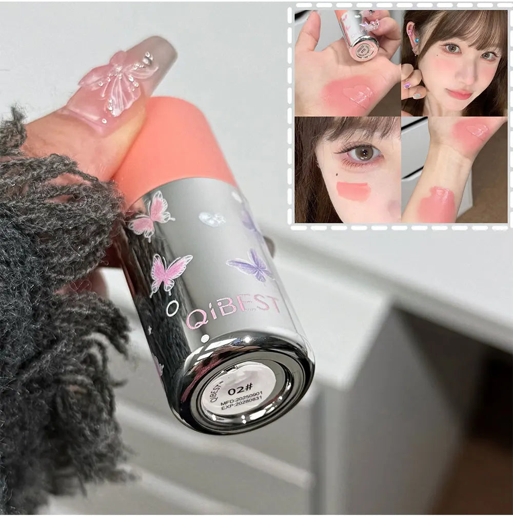 QIBEST New Velvet Matte Liquid Blusher Sponge Head Rendering Moisturizing Long-lasting Beauty Natural Cheek Face Blush Makeup