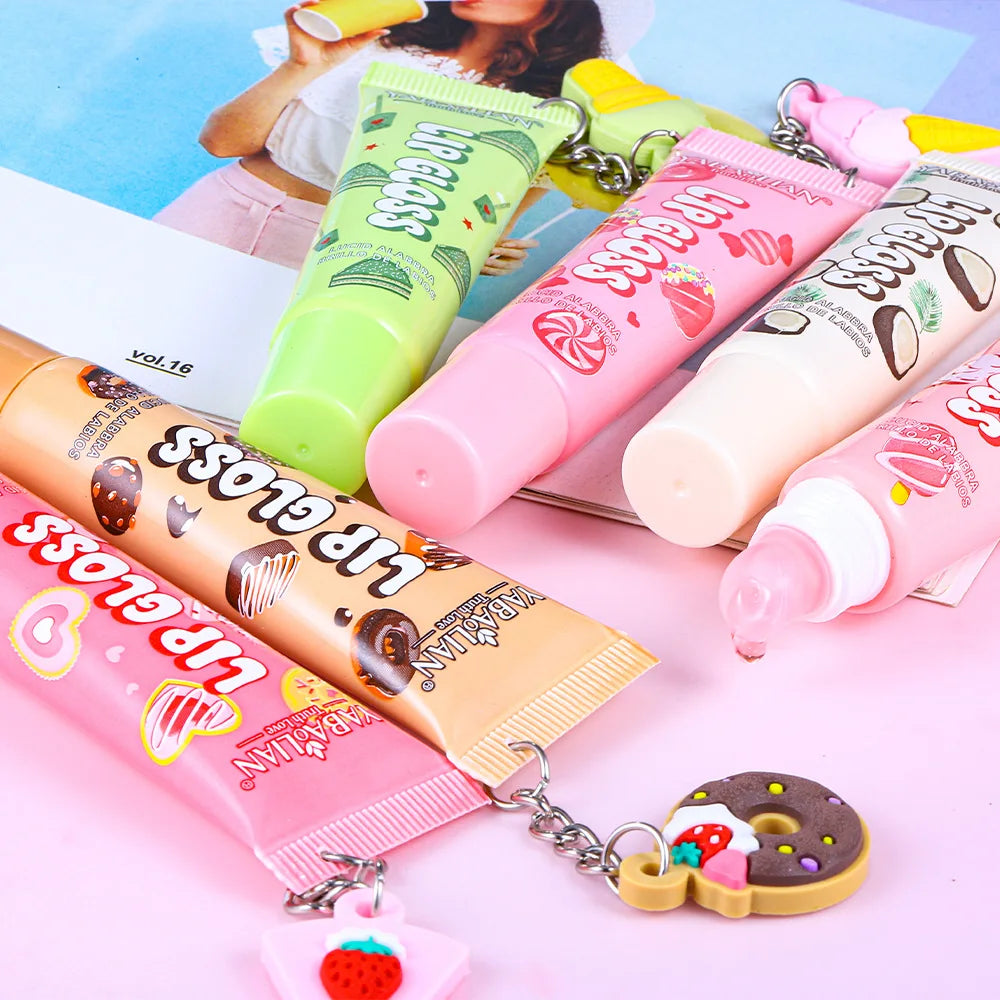 6 Colors Random Hair Moisturizing Fruit Scent Lip Gloss Long-Lasting Waterproof Liquid Lipstick Makeup Valentine's Day gift