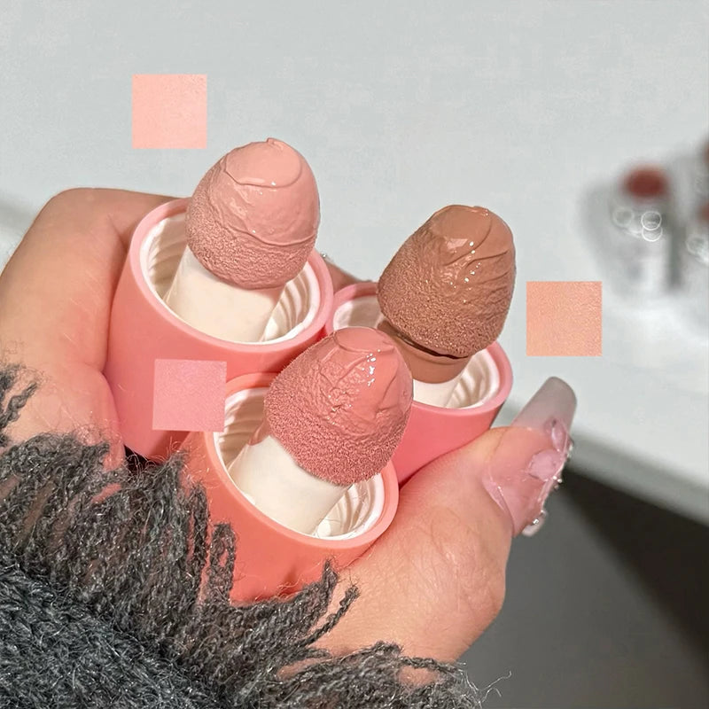 QIBEST New Velvet Matte Liquid Blusher Sponge Head Rendering Moisturizing Long-lasting Beauty Natural Cheek Face Blush Makeup