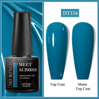 MEET ACROSS 7ml Dark Color Glitter Top Coat Gel For Nails Brocade Powder 2 In 1 Chameleon Nail Art Gel Varnish Manicure