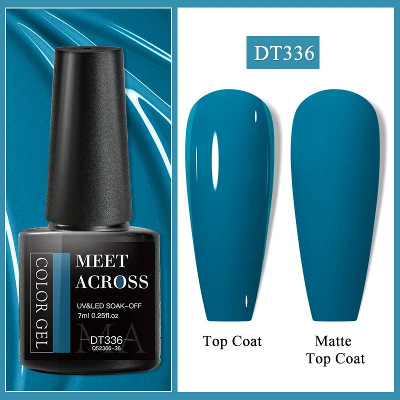 MEET ACROSS 7ml Dark Color Glitter Top Coat Gel For Nails Brocade Powder 2 In 1 Chameleon Nail Art Gel Varnish Manicure