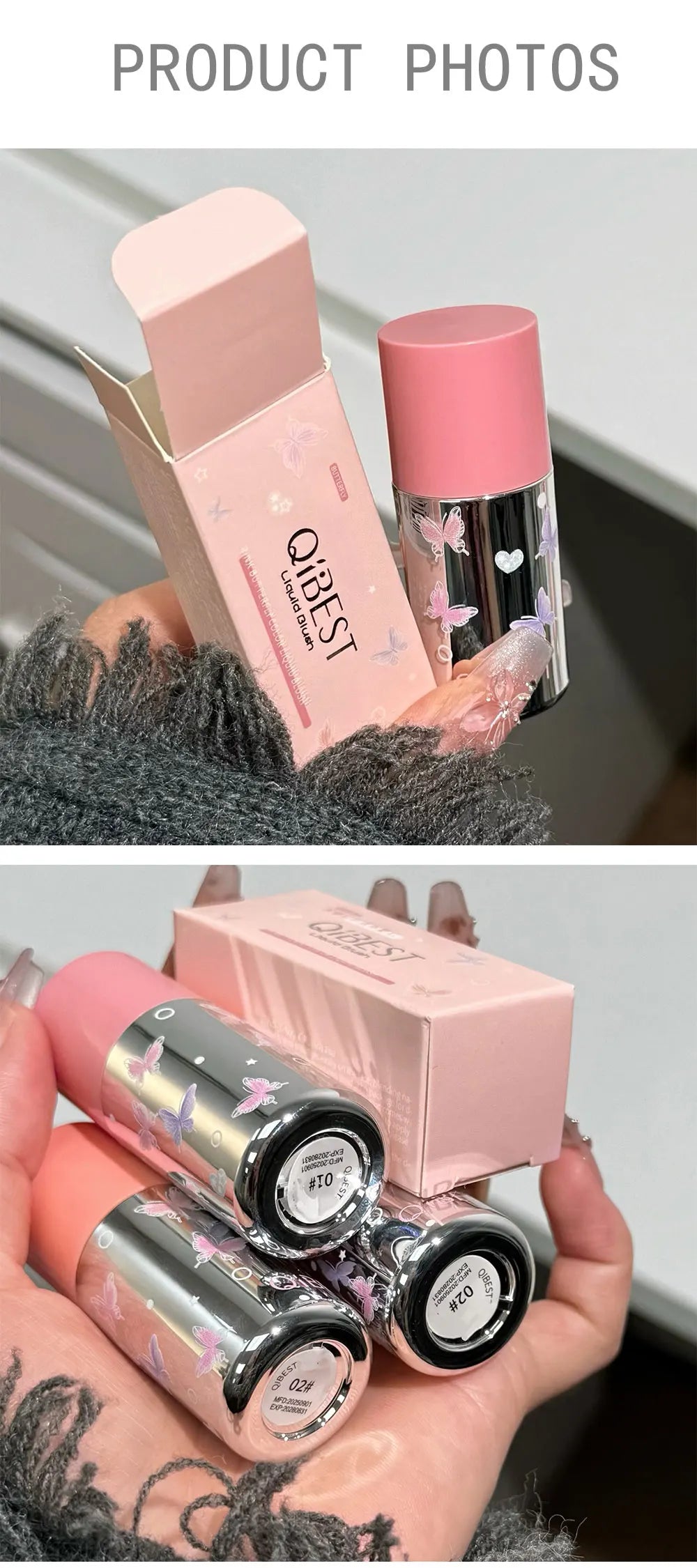 QIBEST New Velvet Matte Liquid Blusher Sponge Head Rendering Moisturizing Long-lasting Beauty Natural Cheek Face Blush Makeup
