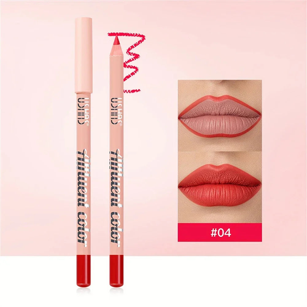 USHAS Matte Lip Liner Pencil Nude Lasting Smooth Application for Perfect Outline & Filling High Pigment Lipstick Contour Makeup
