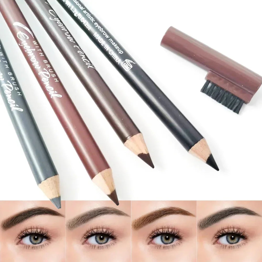 2 In 1 Eyebrow Pencil With Brush Sweat Proof Eyeliner Makeup Pen Professional Defining & Filling Tool Easy Application Cosmetics
