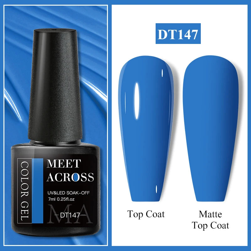 MEET ACROSS 7ml Dark Color Glitter Top Coat Gel For Nails Brocade Powder 2 In 1 Chameleon Nail Art Gel Varnish Manicure