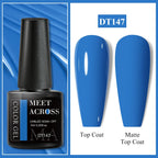 MEET ACROSS 7ml Dark Color Glitter Top Coat Gel For Nails Brocade Powder 2 In 1 Chameleon Nail Art Gel Varnish Manicure