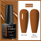 MEET ACROSS 7ml Dark Color Glitter Top Coat Gel For Nails Brocade Powder 2 In 1 Chameleon Nail Art Gel Varnish Manicure