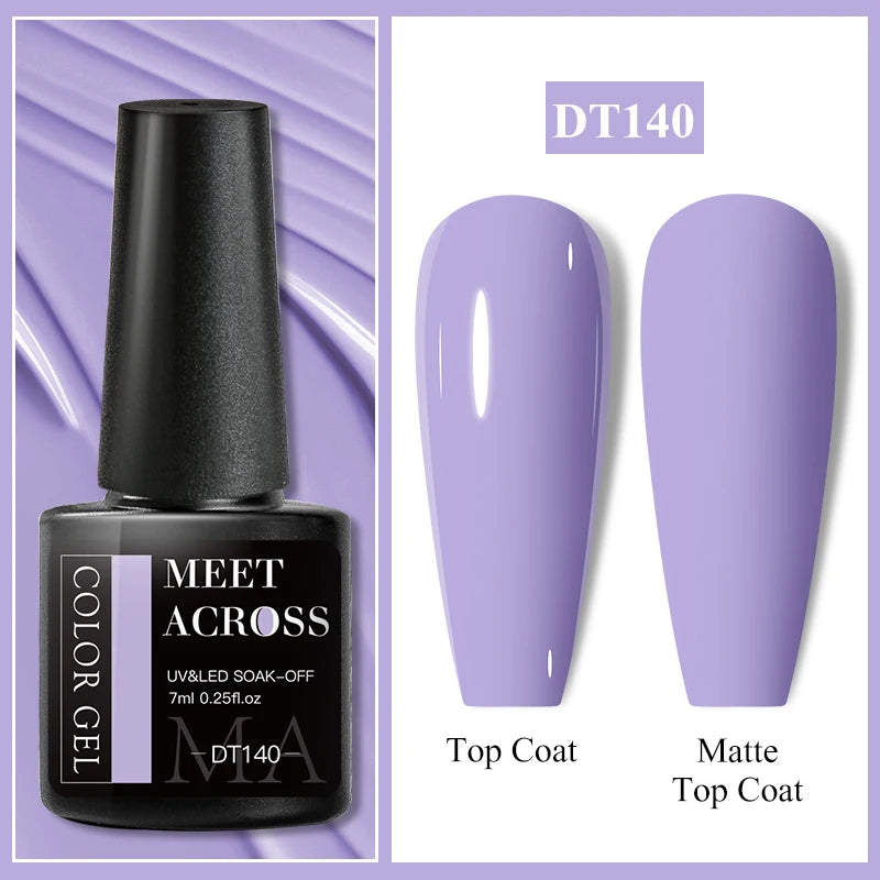 MEET ACROSS 7ml Dark Color Glitter Top Coat Gel For Nails Brocade Powder 2 In 1 Chameleon Nail Art Gel Varnish Manicure
