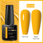 MEET ACROSS 7ml Dark Color Glitter Top Coat Gel For Nails Brocade Powder 2 In 1 Chameleon Nail Art Gel Varnish Manicure