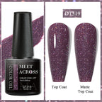 MEET ACROSS 7ml Dark Color Glitter Top Coat Gel For Nails Brocade Powder 2 In 1 Chameleon Nail Art Gel Varnish Manicure