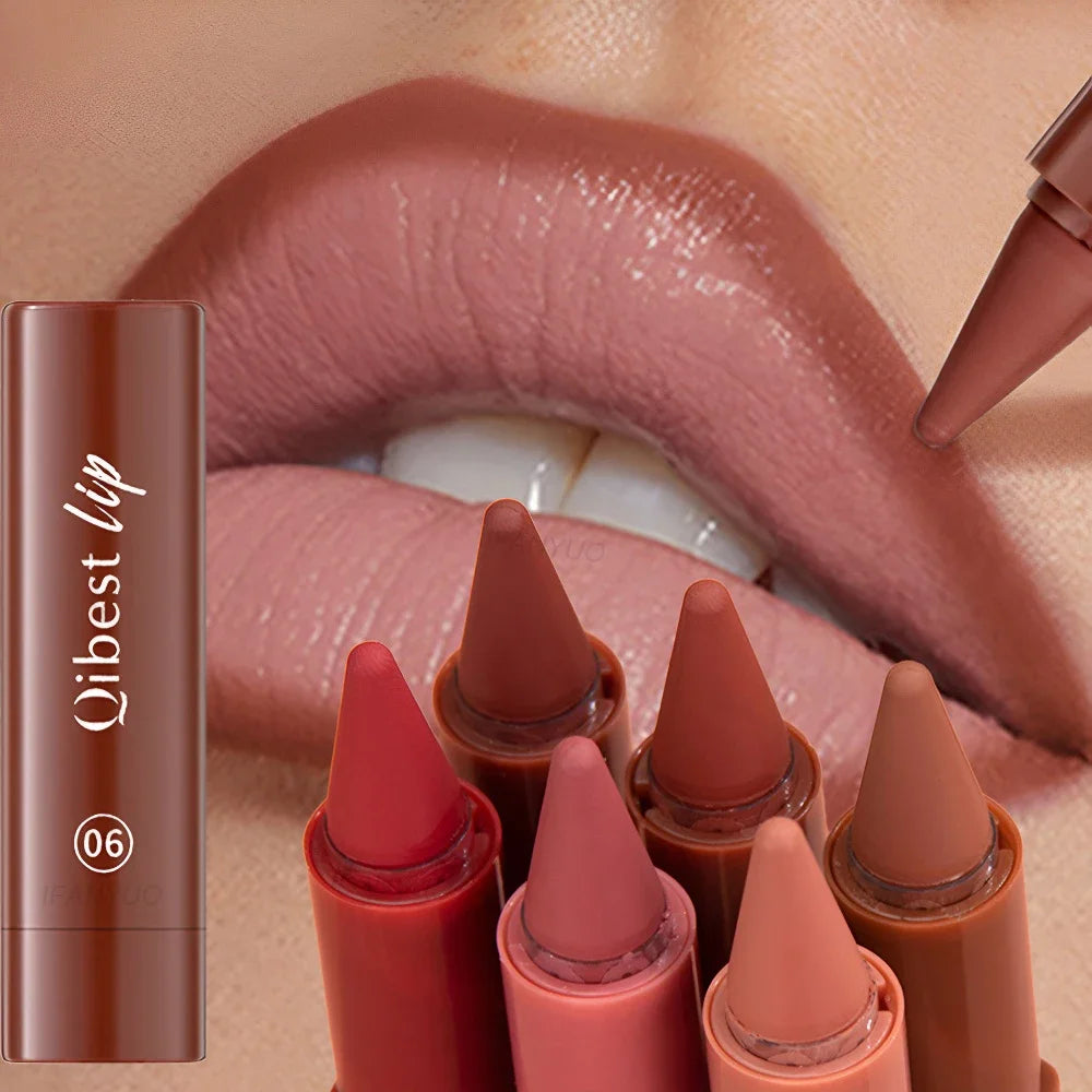 Lipstick Contouring Pencil Lip Liner 6 Color Velvet Matte Waterproof Long Lasting Smudge Proof Lip Stick Lips Makeup Cosmetic