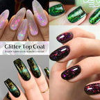 MEET ACROSS 7ml Dark Color Glitter Top Coat Gel For Nails Brocade Powder 2 In 1 Chameleon Nail Art Gel Varnish Manicure