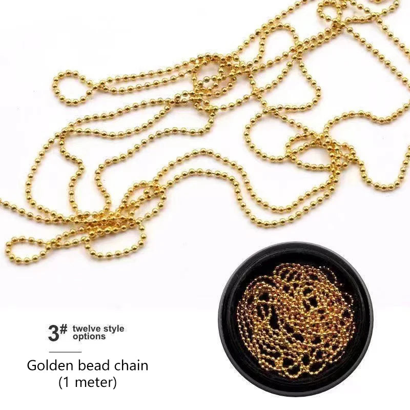 100cm Metal Chains Nail Charm Rhinestone 3D Nail Art Decorations French Nail DIY Accessories Manicure Tools