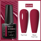 MEET ACROSS 7ml Dark Color Glitter Top Coat Gel For Nails Brocade Powder 2 In 1 Chameleon Nail Art Gel Varnish Manicure