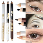 Wooden Dual-use Black Eyeliner Eyebrow Highgloss Pencil 3 In 1 Lasting Non Smudg White Silkworm Brighten Eye Shadow Stick Makeup