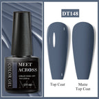 MEET ACROSS 7ml Dark Color Glitter Top Coat Gel For Nails Brocade Powder 2 In 1 Chameleon Nail Art Gel Varnish Manicure