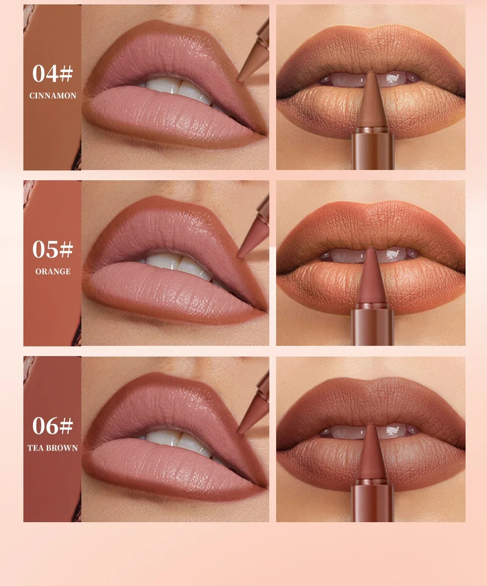 Lipstick Contouring Pencil Lip Liner 6 Color Velvet Matte Waterproof Long Lasting Smudge Proof Lip Stick Lips Makeup Cosmetic