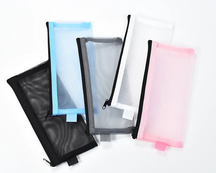 Makeup Brush Travel Case Cosmetic Toiletry Bag Organizer for Men Women Beauty Tools Zipper Mesh Pouch Wash Storage Pencil Case