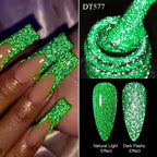 MEET ACROSS 7ml Dark Color Glitter Top Coat Gel For Nails Brocade Powder 2 In 1 Chameleon Nail Art Gel Varnish Manicure