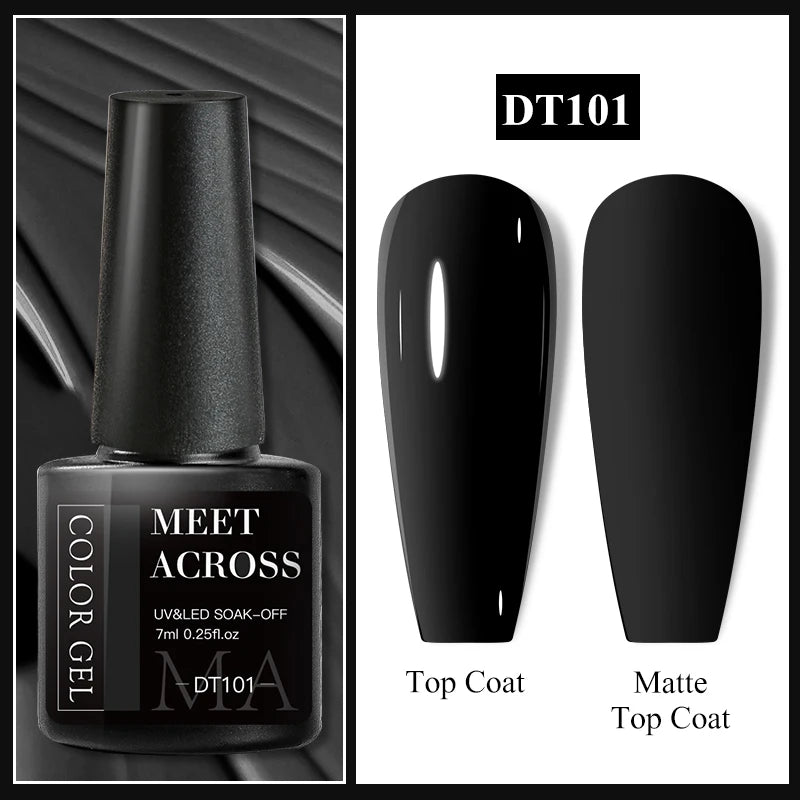 MEET ACROSS 7ml Dark Color Glitter Top Coat Gel For Nails Brocade Powder 2 In 1 Chameleon Nail Art Gel Varnish Manicure