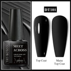 MEET ACROSS 7ml Dark Color Glitter Top Coat Gel For Nails Brocade Powder 2 In 1 Chameleon Nail Art Gel Varnish Manicure