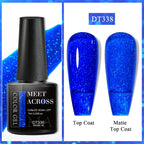 MEET ACROSS 7ml Dark Color Glitter Top Coat Gel For Nails Brocade Powder 2 In 1 Chameleon Nail Art Gel Varnish Manicure