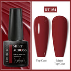 MEET ACROSS 7ml Dark Color Glitter Top Coat Gel For Nails Brocade Powder 2 In 1 Chameleon Nail Art Gel Varnish Manicure