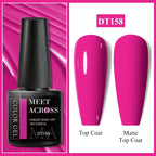 MEET ACROSS 7ml Dark Color Glitter Top Coat Gel For Nails Brocade Powder 2 In 1 Chameleon Nail Art Gel Varnish Manicure