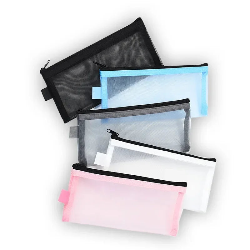 Makeup Brush Travel Case Cosmetic Toiletry Bag Organizer for Men Women Beauty Tools Zipper Mesh Pouch Wash Storage Pencil Case