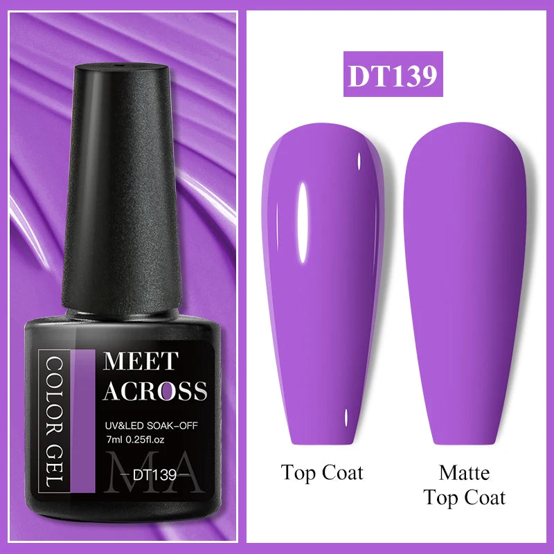 MEET ACROSS 7ml Dark Color Glitter Top Coat Gel For Nails Brocade Powder 2 In 1 Chameleon Nail Art Gel Varnish Manicure