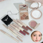 Face Makeup Set Double End Lip Glaze, Pressed Powder,Blush,Eyeshadow, Eyebrow Pen,Eyeliner,Lip Oil Gift Cosmetics