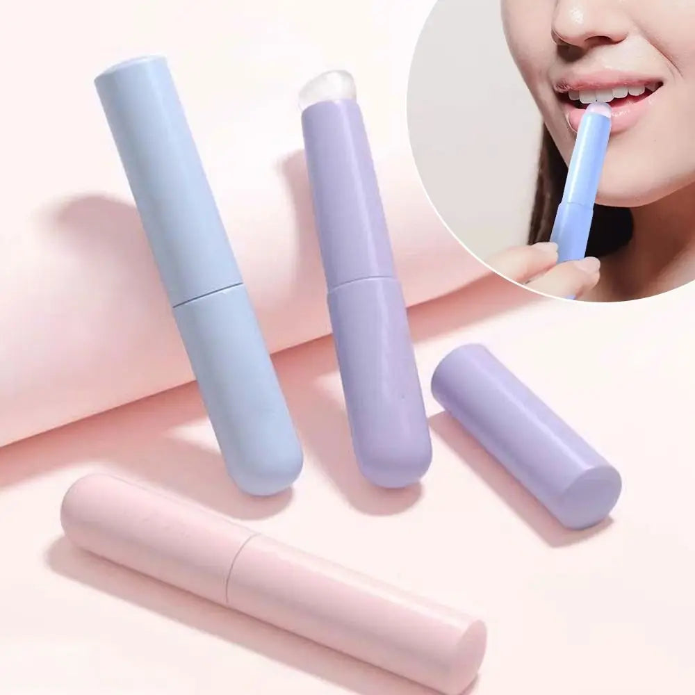 Silicone Angled Round Head Lip Brushes Lipstick Brush Applicator Reusable Multi Functional Lip Brushes Lip Gloss Makeup Brushes